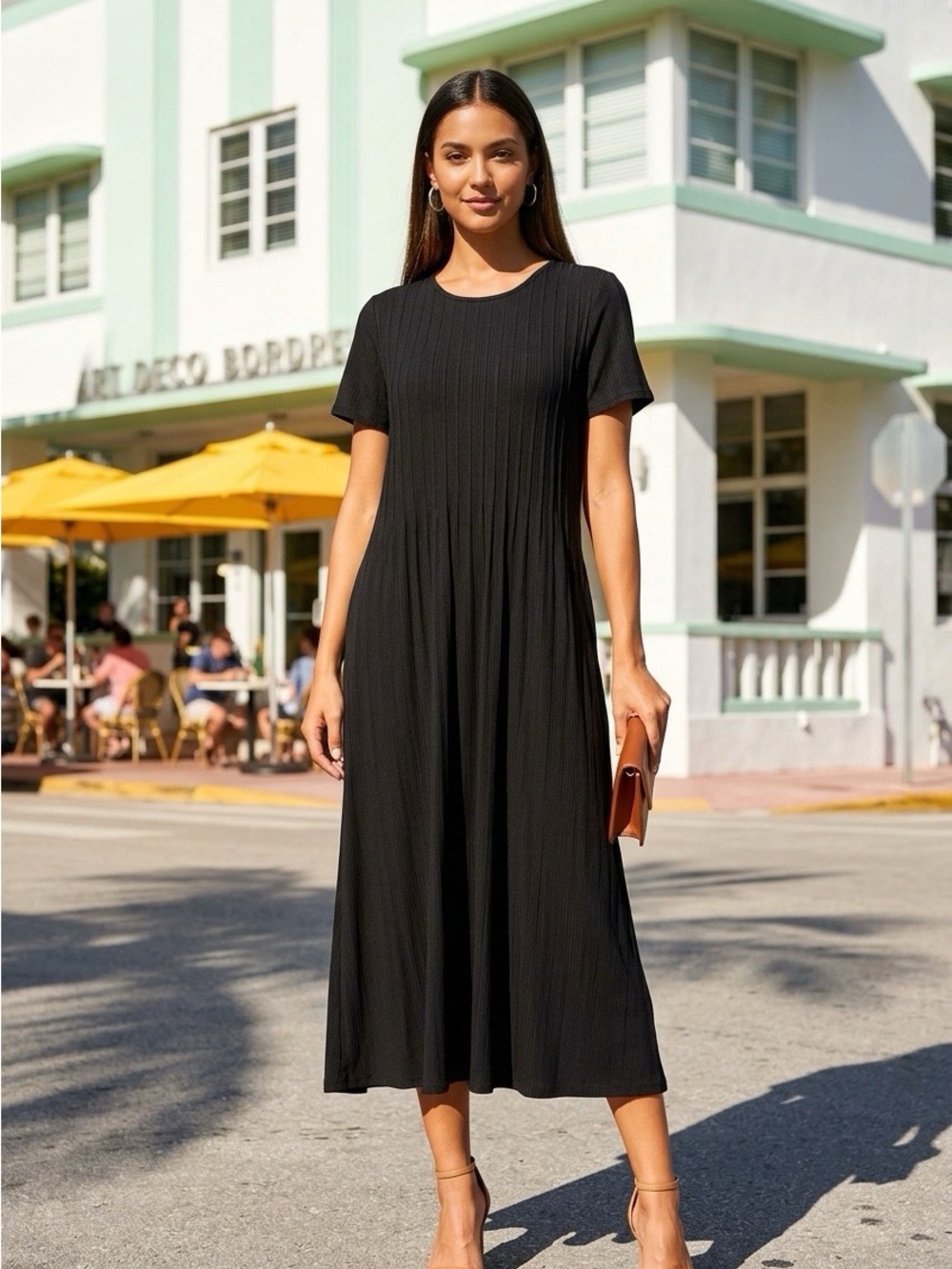 Vintage Jeffrey & Dara by Linda Hutley Maxi Dress Size 12 Short‎ Sleeve Black